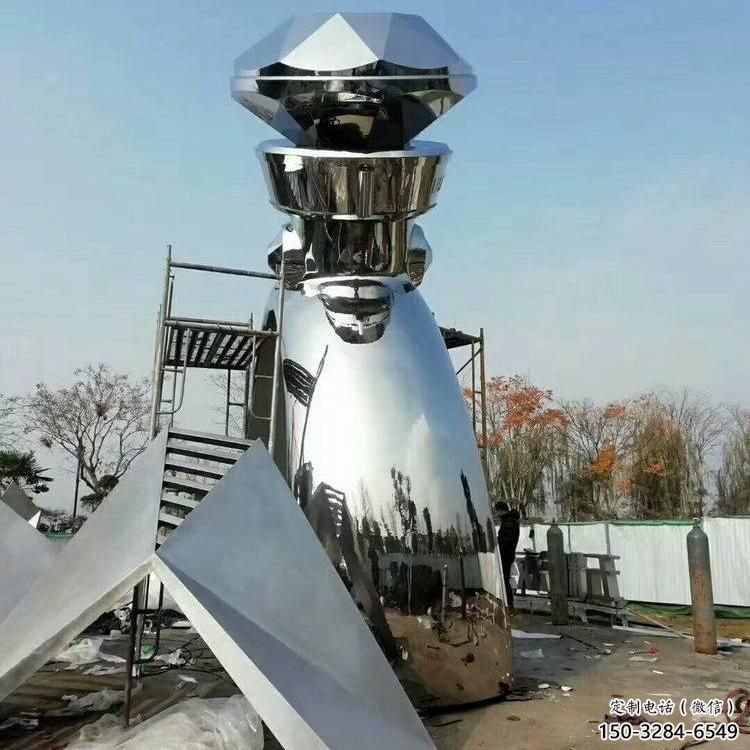 戒指雕塑，房地產(chǎn)鏡面不銹鋼戒指雕塑廠家