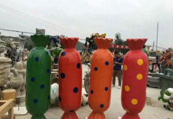 彩繪糖果雕塑，幼兒園公園雕塑，仿真玻璃鋼擺件