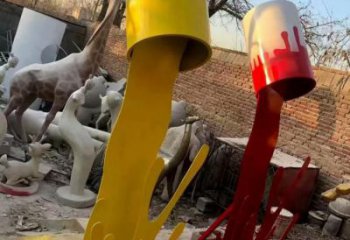 古銅色油漆桶雕塑 大型城市雕塑 商業(yè)街擺件