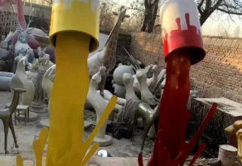 園林油漆桶雕塑 田間彩繪雕塑 仿真擺件