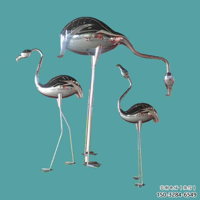 仿真不銹鋼火烈鳥雕塑 酒店公園雕塑 風(fēng)景區(qū)擺件