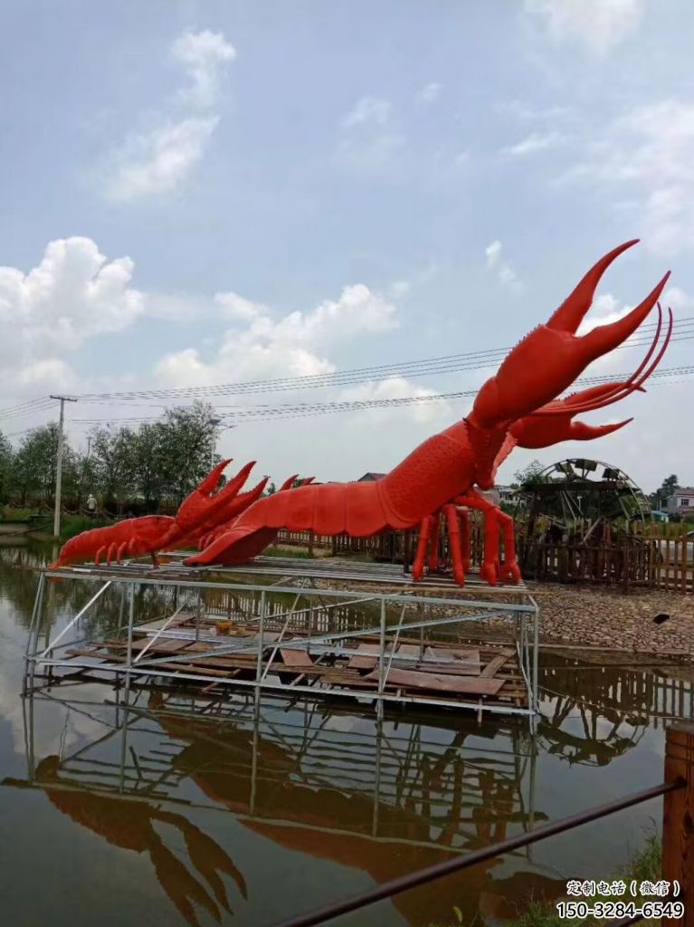 商場(chǎng)玻璃鋼龍蝦雕塑 仿真動(dòng)物雕塑 店門口小品