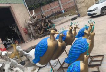 風(fēng)景區(qū)玻璃鋼孔雀雕塑 售樓處廣場(chǎng)雕塑 仿古擺件