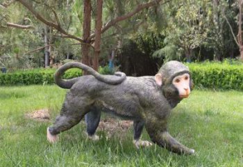 大型玻璃鋼猴子雕塑 商業街廣場雕塑 古銅色擺件