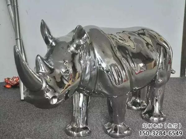 不銹鋼水牛雕塑，田間景觀小品，抽象幾何原理 (14)