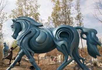 大型不銹鋼駿馬雕塑 商業(yè)街廣場雕塑 古銅色擺件