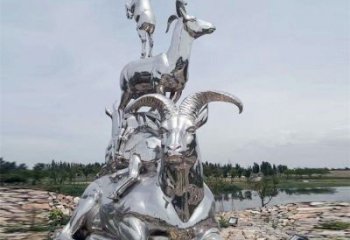不銹鋼山羊雕塑生產(chǎn)，仿真動物，戶外公園擺件