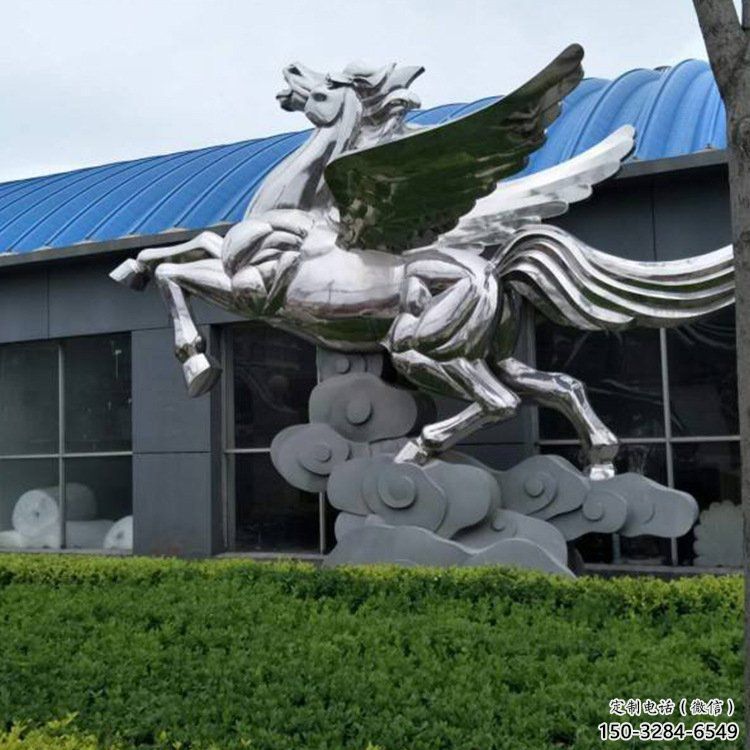 幾何抽象奔馬雕塑，城市動物擺件，大型廣場小品