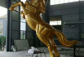 烤漆奔馬雕塑，城市街頭擺件，不銹鋼動物小品