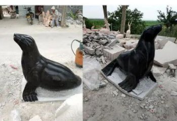 廣場(chǎng)海豹雕塑 公園仿真雕塑 抽象擺件