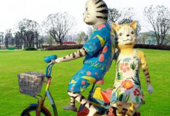 庭院小貓雕塑，動物小品，卡通工藝