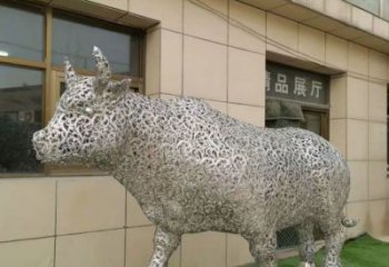 酒店小牛雕塑，家禽主題，鏤空工藝