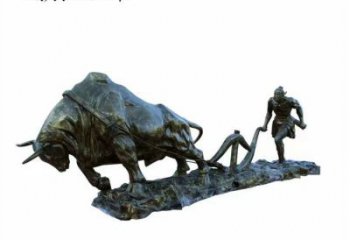 室內老牛雕塑，拉絲海洋雕塑，抽象效果