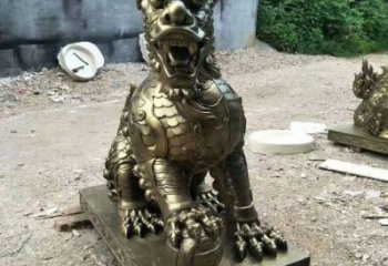 室內(nèi)麒麟雕塑，拉絲海洋雕塑，抽象效果