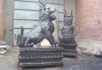 小區(qū)麒麟雕塑，拉絲海洋雕塑，抽象效果