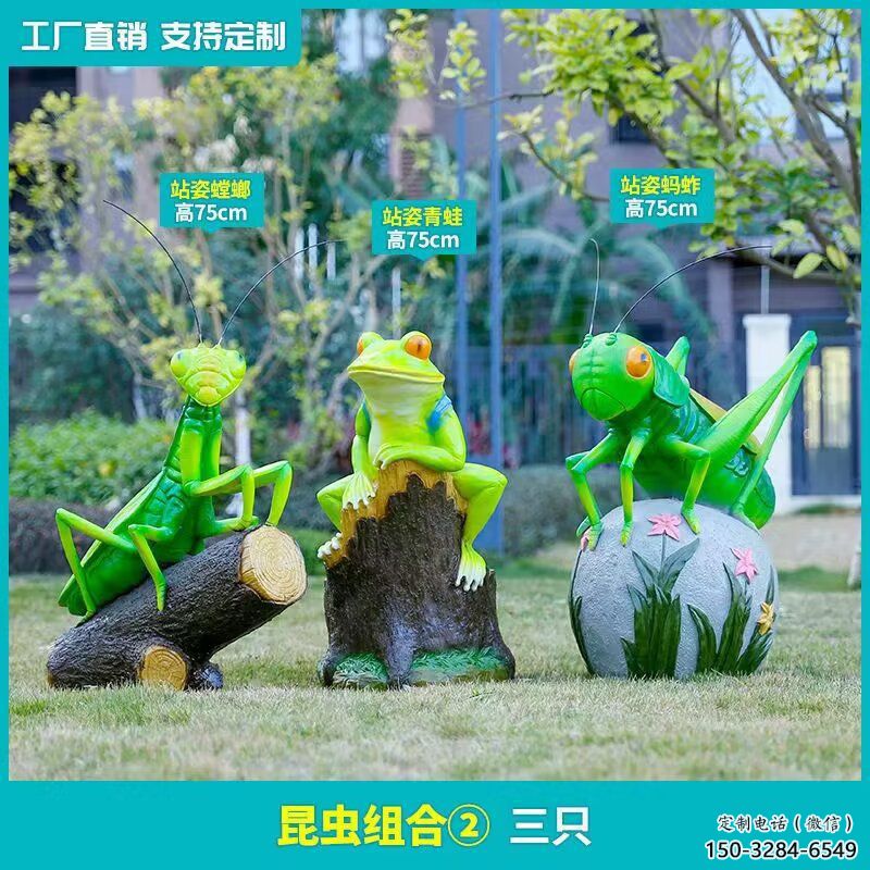 小區蝗蟲雕塑，拉絲仿真雕塑，抽象效果