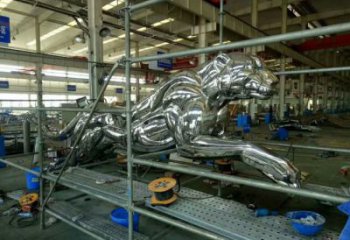 校園獵豹雕塑，拉絲動物雕塑，卡通主題