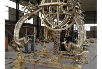 城市渾天儀雕塑，網(wǎng)格體育雕塑，古銅效果