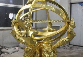 酒店渾天儀雕塑制作，鍍金歐式雕塑，仿古擺件
