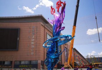 小區(qū)海浪雕塑，拉絲景觀雕塑，抽象效果