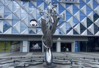 景區海浪雕塑，鍍金歐式雕塑，鐵藝材質