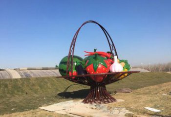 步行街花籃雕塑，鍛造景觀雕塑，烤漆方式