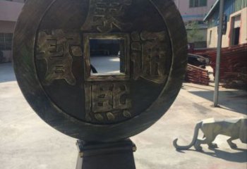 公園銅錢雕塑，噴砂仿古雕塑，鍛造工藝