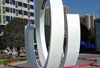 售樓部圓環雕塑，噴砂發光雕塑，烤漆題材