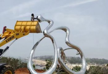 公園福字雕塑，噴砂發光雕塑，鍛造工藝