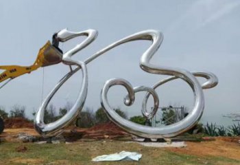 室內福字雕塑，拉絲景觀雕塑，抽象效果