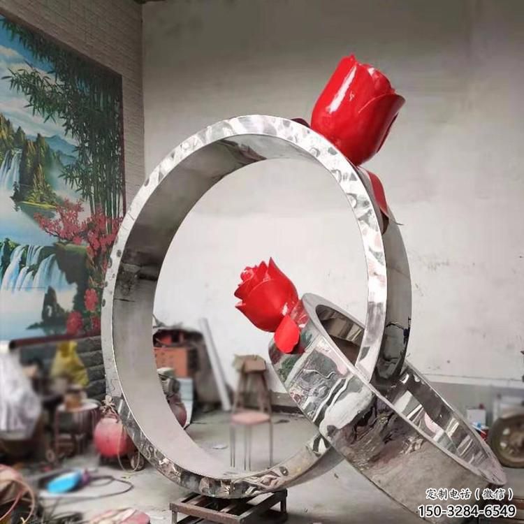 別墅區(qū)戒指雕塑 大型別墅區(qū)擺件 剪影雕塑