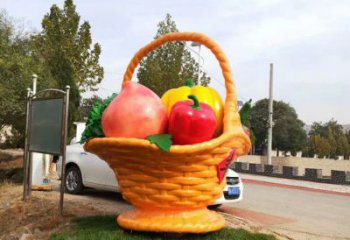 街頭果籃雕塑 大型別墅區擺件 鋼管雕塑