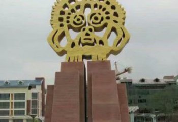 電鍍臉譜雕塑 噴水園林擺件 政府雕塑