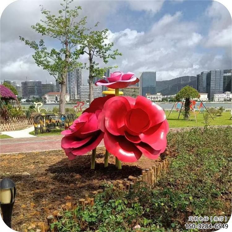 大門(mén)口玫瑰雕塑 發(fā)光公園花朵雕塑 仿真雕塑