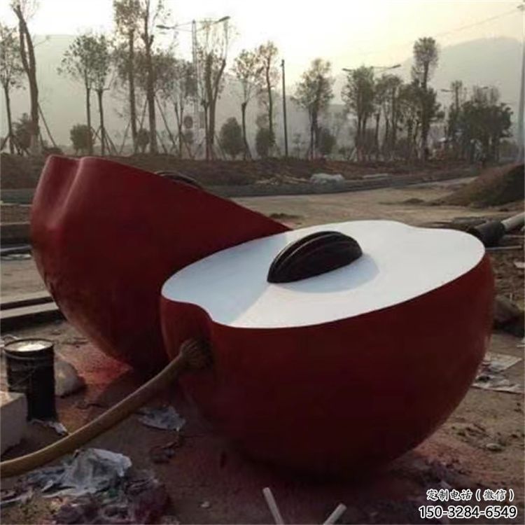 廣場蘋果雕塑 抽象果蔬雕塑 烤漆水果雕塑