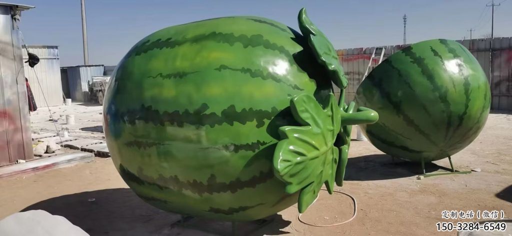 田間西瓜雕塑 彩繪仿真雕塑 園林擺件