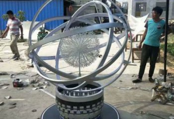 街頭蒲公英雕塑 大型別墅區(qū)花卉雕塑 鋼管植物雕塑