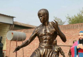 彩繪李小龍雕塑廠 大型城市雕塑 商業街擺件