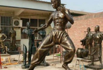 創意李小龍雕塑廠 步行街店門口雕塑 近代小品