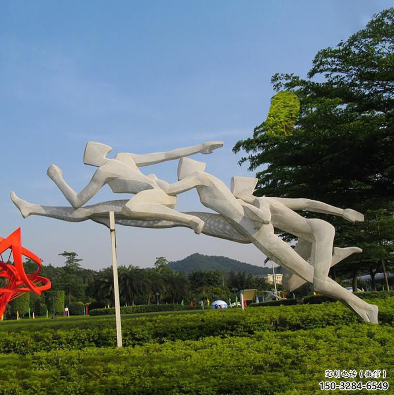 大型跨欄雕塑 歐式步行街體育雕塑 彩繪運動員雕塑