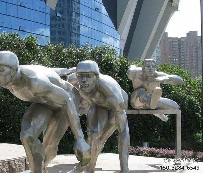 庭院跨欄雕塑 公園草地體育雕塑 鍛造運動員雕塑