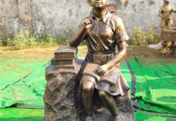 公園看書雕塑 戶外人物雕塑 抽象學生雕塑