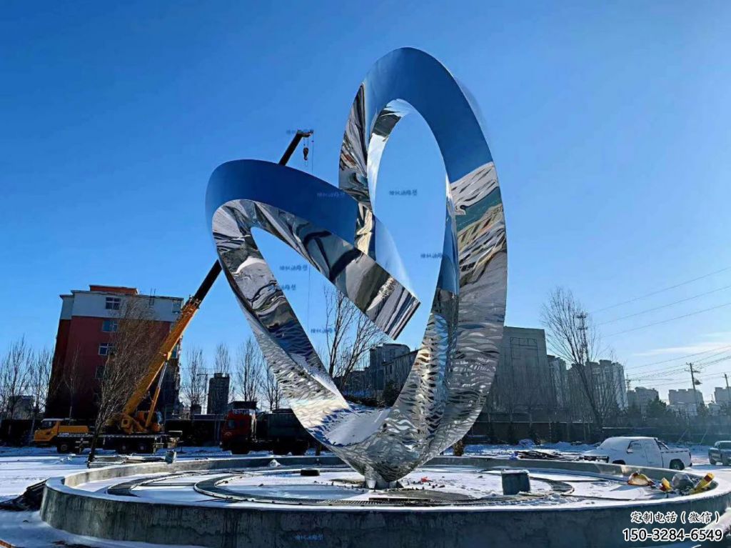 大型雙心雕塑 歐式步行街雕塑 彩繪心心相印雕塑