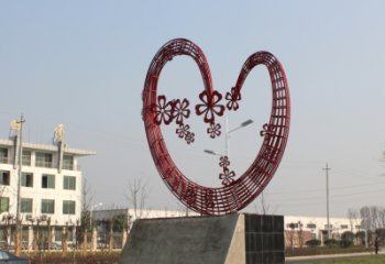 彩繪愛心雕塑 電鍍現代雕塑 公園雕塑