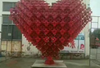 房地產(chǎn)心形雕塑 現(xiàn)代桃心雕塑 幾何愛情雕塑