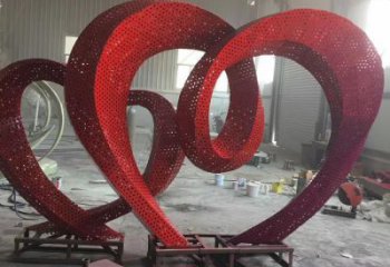 草地雙心雕塑 現(xiàn)代校園雕塑 大型心心相印雕塑