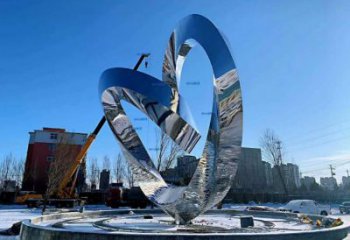 大型雙心雕塑 歐式步行街雕塑 彩繪心心相印雕塑