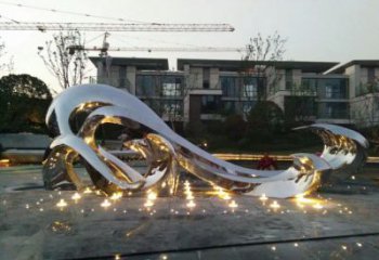 大型商場浪花雕塑 仿真海浪雕塑 鏡面波浪雕塑