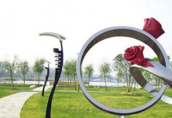 房地產(chǎn)指環(huán)雕塑 剪影標(biāo)識(shí)雕塑 鍛造戒指環(huán)雕塑