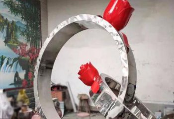 鋼管指環(huán)雕塑 異形噴水標(biāo)識(shí)雕塑 農(nóng)村戒指環(huán)雕塑